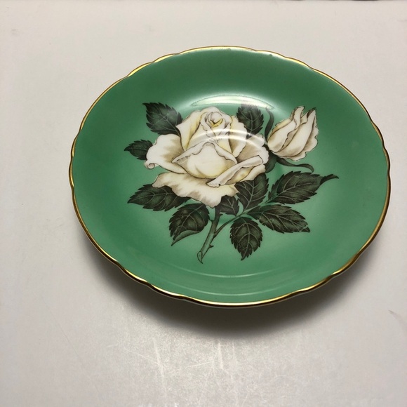 Paragon Double Warrant Cabbage Rose Tea Cup & Saucer Green Teacup Vintage - Picture 4 of 16